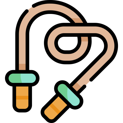 jump rope with brown and green handles
