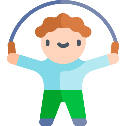 a happy man jumping rope