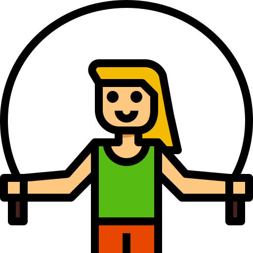 orange pants woman jumping rope