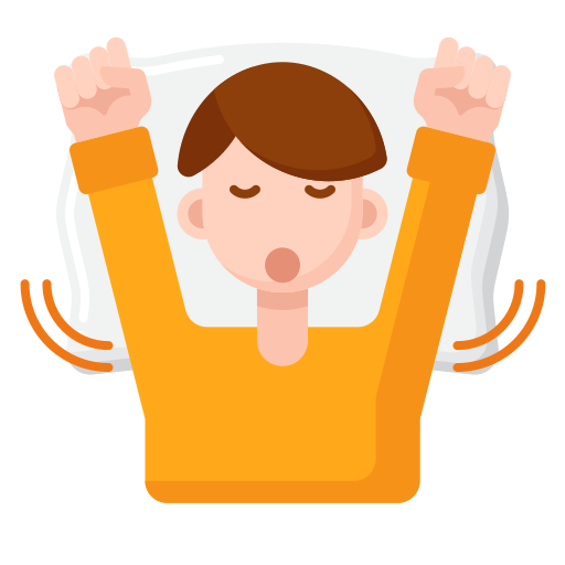 person stretching arms upward
